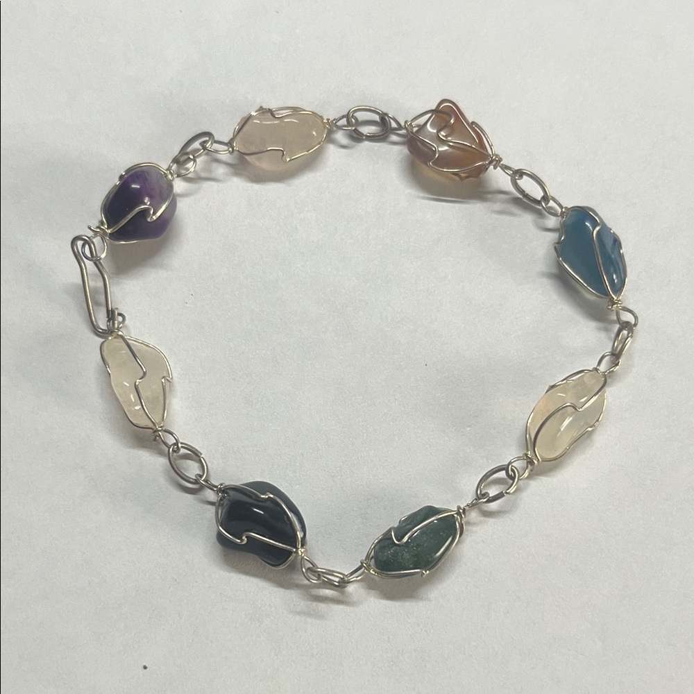 Multicolor Gemstone Silver Bracelet